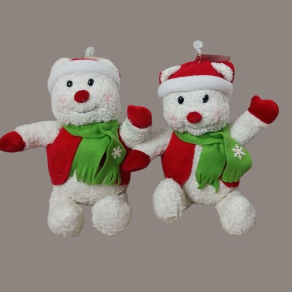 Hallmark Sparkle Rare Snowbear Plush Christmas Decor Set Of 2 - Picture 1 of 16